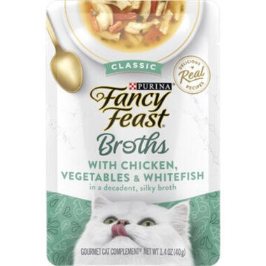 Fancy Feast Broths Classic Chicken Vegetables Whitefish Cat Food